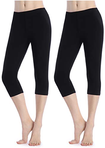 Ferrieswheel Story Capri Sporthose Damen 3/4 Leggins Unter Kleid Oberschenkel Reiben Hose Jogger 2 er Pack von Ferrieswheel Story