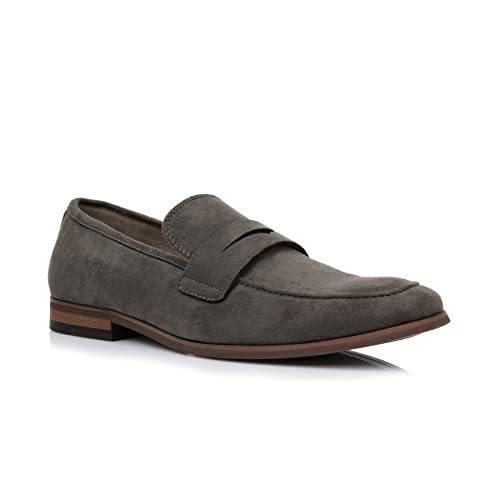 Ferro Aldo Dylan MFA19671 Classic Moc-Toe Penny Loafer für Herren, Fossil Grey Suede, 44.5 EU von Ferro Aldo