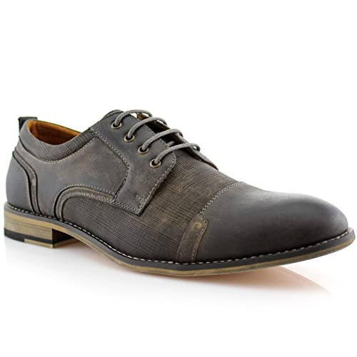 Ferro Aldo MFA19619L Trevor Classsic Cap-Toe Schnürschuh Leder gefüttert Runde Zehe Business Casual Kleid Oxford Schuhe, Grau (grau), 41.5 EU von Ferro Aldo