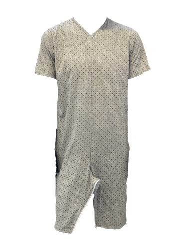 Ferrucci Schlafanzug, Komfort, kurzärmelig, kurze Hose, 2 Reißverschlüsse/Sommer-Reißverschlüsse, Grau XL von Ferrucci
