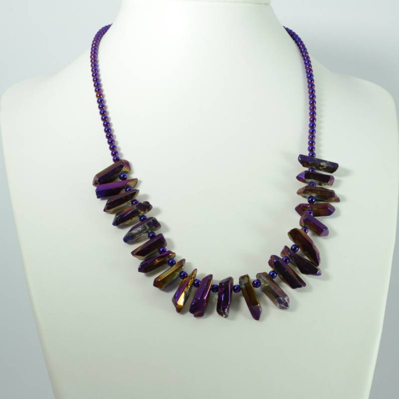 Purpur Und Gold Stick Edelstein Halskette - Quarz Hämatit Purpur Und Gold Stick Edelstein Halskette - Quarz Hämatit von FerryLaneSelection