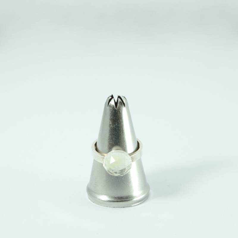 sterling Silber Ring Mit Rose | Einstellbar Schneiden Weißem Quarz Edelstein sterling Silber Ring Mit Rose | Einstellbar Schneiden Weißem Quarz Edelstein von FerryLaneSelection