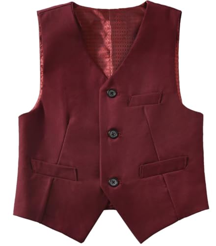 Fersumm Einfarbige formelle Weste mit 3 Knöpfen, Burgunder, 12 Jahre von Fersumm
