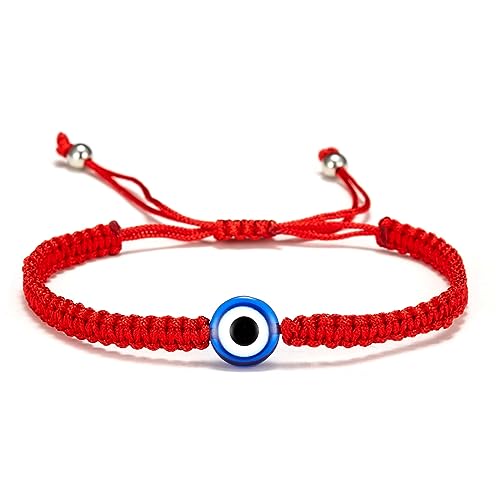 Fesciory Böser Blick-Armbänder für Frauen, 2 Stück, verstellbare rote Schnur, 7 Knoten, geflochtener Glücksfaden, Hamsa-Hand-Amulett-Armbänder für Männer und Frauen, Schmuckgeschenke, 5.1'' to 11.8 von Fesciory