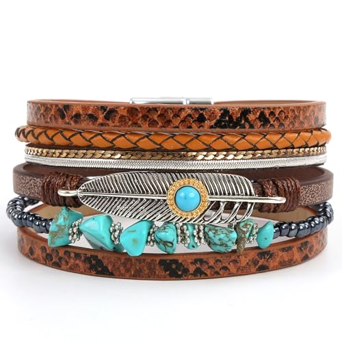 Fesciory Leoparden-Armband für Damen, Boho-Leder-Wickelband, mehrschichtiges Perlen-Kristall-Armband, Armreif, Schmuck, One Size, Leder, Achat Fesciory Leoparden-Armband für Damen, Boho-Leder-Wickelband, mehrschichtiges Perlen-Kristall-Armband, Armreif, Schmuck, One Size, Leder, Achat von Fesciory