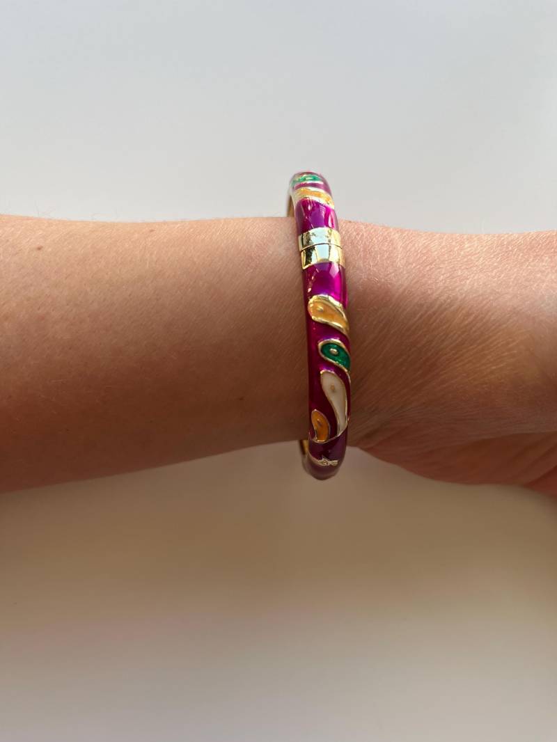 Sommerliches Damen Armband Armreif Spange Emaille Optik Handbemalt Pink Mit Schnappverschluss Neu von Feshkimo