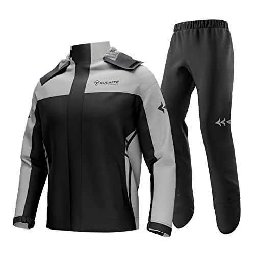 Fesjoy Rain Jacket, Wasserdichter Motorrad-Regenanzug für Männer und Frauen, Radfahren Fahrrad Regenbekleidung, Jacke und Hose mit Aufbewahrungstasche,regenjacke wasserdicht atmungsaktiv von Fesjoy