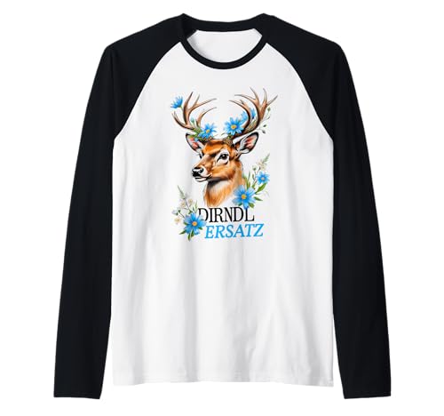 Oktober Dirndl Ersatz Hirsch Fest bayrische Tracht Trachten Raglan von Fest Oktober Trachtenshirt Ersatz Dirndl Hirsch 21