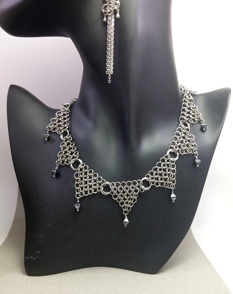 European Weave Chainmaille Halskette, Edelstahlhalsband Hypoallergene Nach Maß, Mittelalterlicher Schmuck von FestiJe