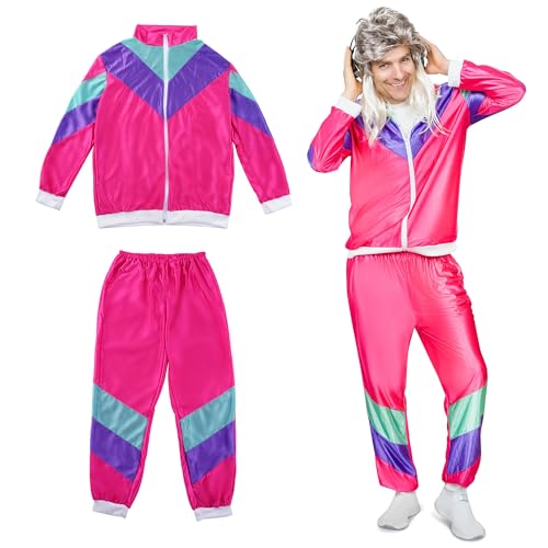 Festicy 80er Jahre Kostüm Unisex XL I Bunte Retro-Trainingsjacke und Hose I Perfekt für Fasching 2025, Karneval und Themenpartys I 80er Jahre Outfit Damen und New Kids Kostüm Herren von Festicy