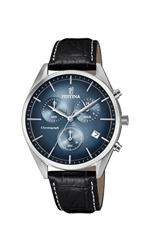 Festina Unisex Erwachsene Chronograph Quarz Uhr mit Leder Armband F6860/3 von Festina