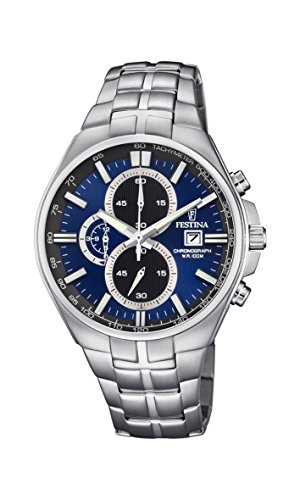 Festina Unisex Erwachsene Chronograph Quarz Uhr mit Edelstahl Armband F6862/3 von Festina