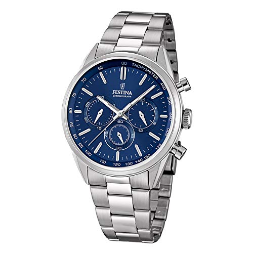 FESTINA Herren-Armbanduhr Timeless Chronograph Quarz Edelstahl silber D1UF16820/2 von Festina