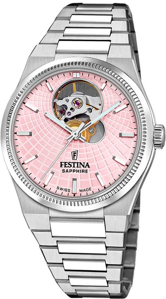 Festina Automatikuhr Festina Damenuhr Swiss Made Armbanduhr, (Analoguhr), Damen Armbanduhr rund, Edelstahlarmband silber, Elegant von Festina
