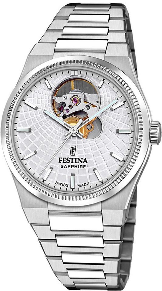 Festina Automatikuhr Festina Damenuhr Swiss Made Armbanduhr, (Analoguhr), Damen Armbanduhr rund, Edelstahlarmband silber, Elegant von Festina