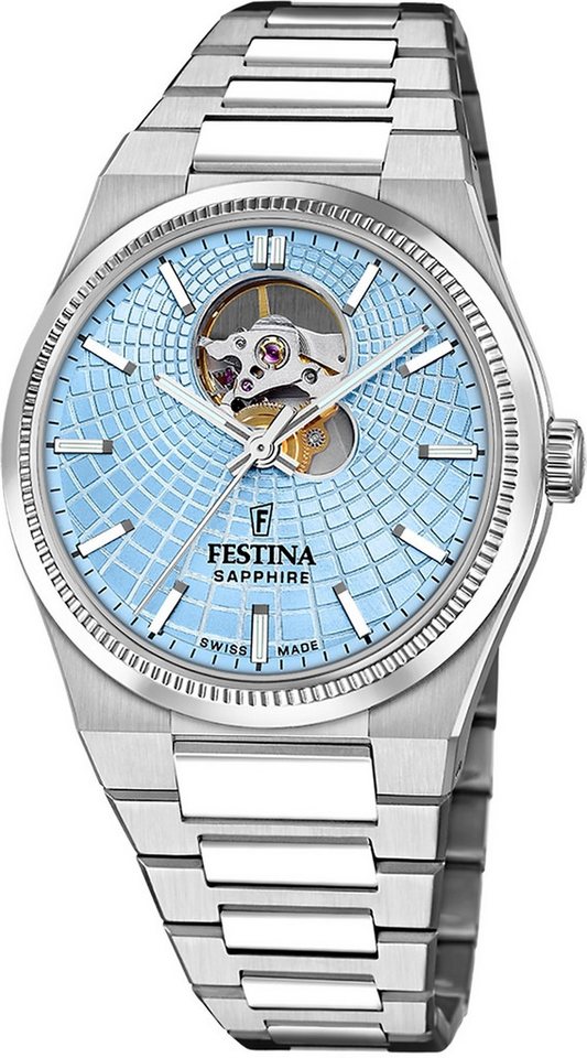 Festina Automatikuhr Festina Herrenuhr Swiss Made Armbanduhr, (Analoguhr), Herren Armbanduhr rund, Edelstahlarmband silber, Elegant von Festina