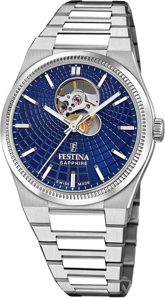 Festina Automatikuhr Festina Herrenuhr Swiss Made Armbanduhr, (Analoguhr), Herren Armbanduhr rund, Edelstahlarmband silber, Elegant von Festina