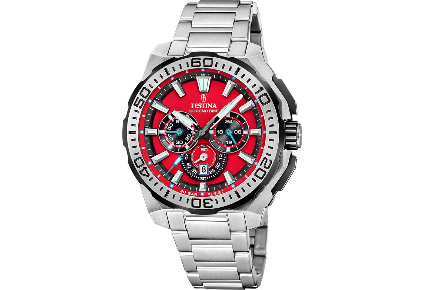 Festina Chronograph Chrono Bike – Herrenuhr, 45,5 mm, Edelstahlarmband, rot, sportlich F20724/5 Festina Chronograph Chrono Bike – Herrenuhr, 45,5 mm, Edelstahlarmband, rot, sportlich F20724/5 von Festina