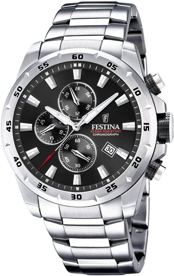 Festina Chronograph Chronograph Sport F20463/4, Armbanduhr, Quarzuhr, Herrenuhr, Stoppfunktion, Edelstahlarmband von Festina