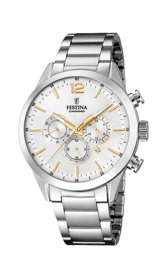 Festina Chronograph F20343/1 Herren-Uhr Timeless Chronograph Quarz mit Edelstahl-Band von Festina