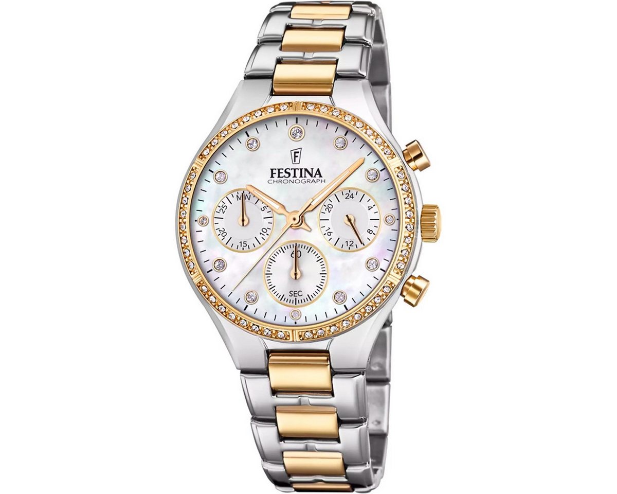 Festina Chronograph F20402/1 Damen-Uhr Boyfriend Chronograph Quarz mit Edelstahl-Band von Festina