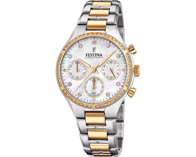 Festina Chronograph F20402/1 Damen-Uhr Boyfriend Chronograph Quarz mit Edelstahl-Band von Festina