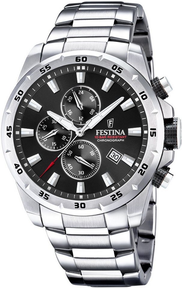 Festina Chronograph F20463-4 Schwarz Edelstahlband 45 mm von Festina