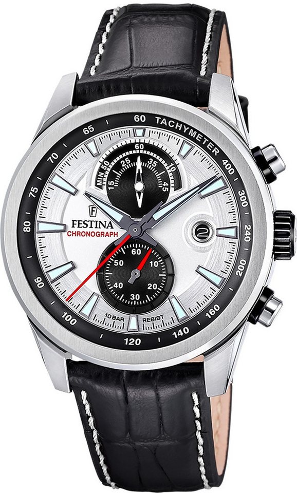 Festina Chronograph Festina Herrenuhr Timeless Chronograph, (Chronograph), Herren Armbanduhr rund, Lederarmband Leder, Elegant von Festina