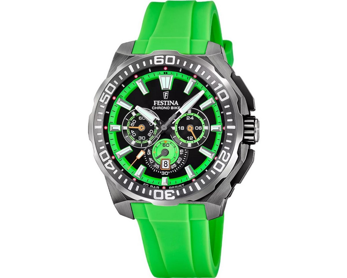 Festina Chronograph Herren-Uhr Chrono Bike Grün Quarz Kautschuk-Armband F20725/3 von Festina