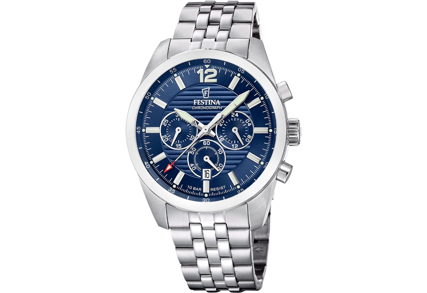 Festina Chronograph Timeless Chronograph F20742/1, Quarzuhr, Armbanduhr, Herrenuhr, Edelstahlarmband, analog, Tag von Festina