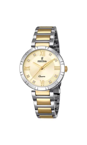 Festina Damen Analog Quarz Uhr mit Edelstahl Armband F16937/B von Festina