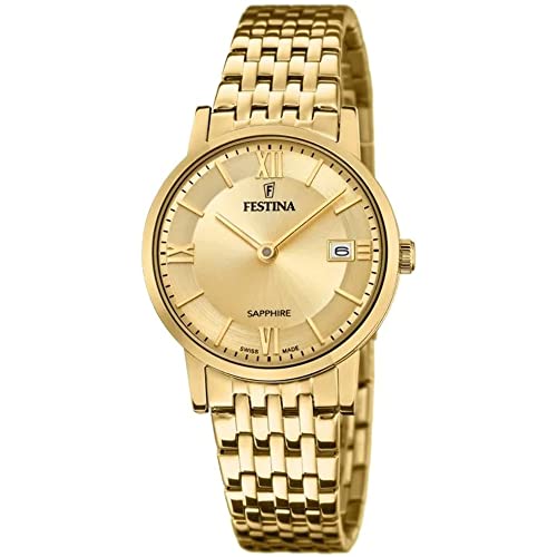 Festina Uhr Für Damen F20021/2 Swiss Made Gold Edelstahl Case GoldEdelstahl Band von Festina