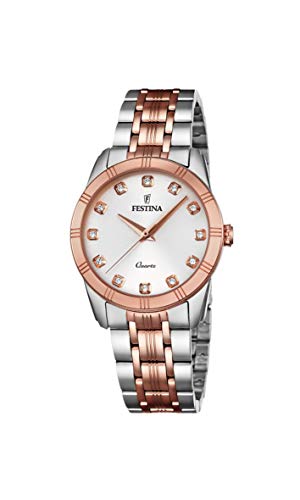 Festina Damen Analog Quarz Uhr mit Edelstahl beschichtet Armband F16941/4 von Festina