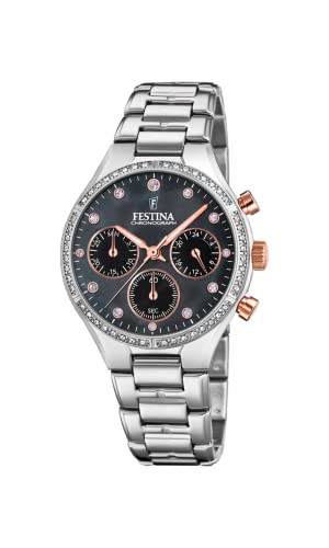 Festina Damen Chronograph Quarz Uhr mit Edelstahl Armband F20401/4 von Festina