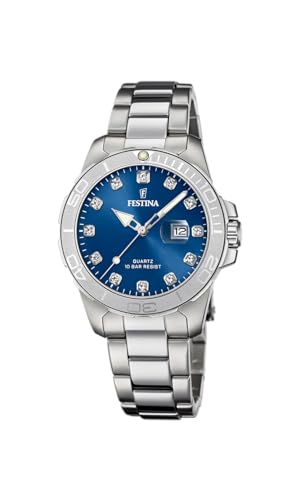 Festina Damenuhr F20503/6 Boyfriend Edelstahlgehäuse 316l Silber 316l Edelstahlband Silber, blau von Festina