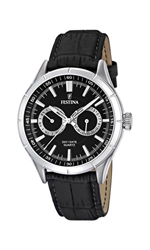 Festina Herren Analog Quarz Smart Watch Armbanduhr mit Leder Armband F16781/4 von Festina