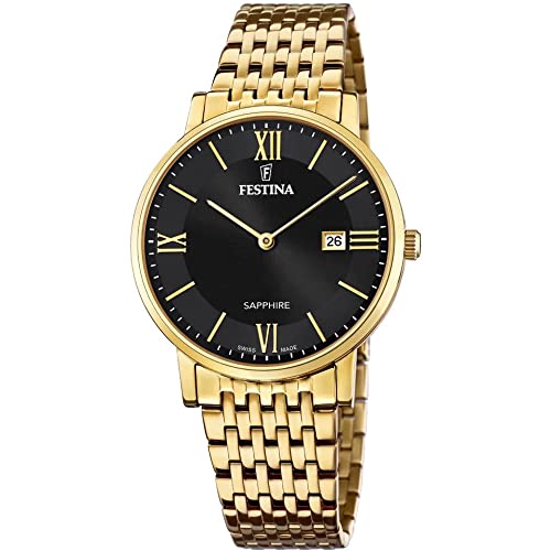 Festina Uhr Für Herren F20020/3 Swiss Made Gold Edelstahl Case GoldEdelstahl Band von Festina