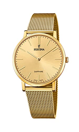 Festina Uhr Für Herren F20022/2 Swiss Made Gold Edelstahl Case GoldEdelstahl Band von Festina