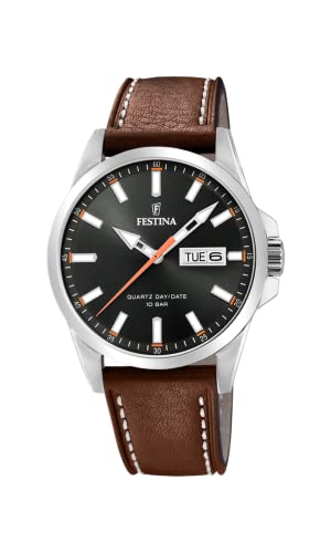 Festina Herren Analog Quarz Uhr mit Leder Armband F20358/2 von Festina