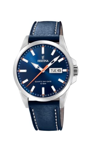 Festina Herren Analog Quarz Uhr mit Leder Armband F20358/3 von Festina