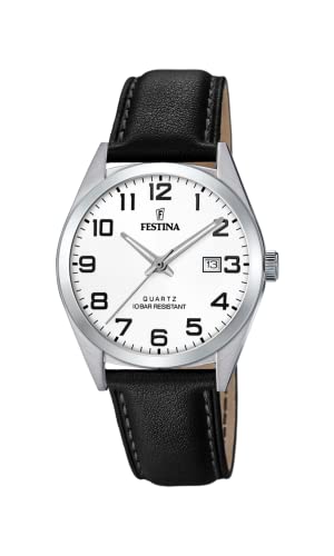 Festina Herren Analog Quarz Uhr mit Leder Armband F20446/1 von Festina