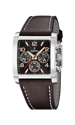 Festina Herren Analog Quarz Uhr mit Leder Armband F20653/4 von Festina