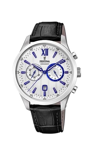 Festina Uhr Für Herren F16996/2 Outlet Silber Edelstahl Case SchwarzLeder Band von Festina