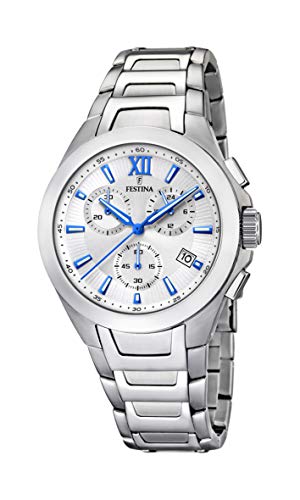 Festina Uhr Für Herren F16678/7 Timeless Chronograph Silber Edelstahl Case SilberEdelstahl Band von Festina