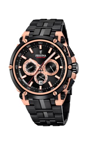 Festina Herren Chronograph Quarz Uhr mit Edelstahl Armband F20329/1 von Festina