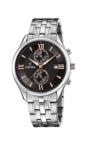 Festina Herren Chronograph Quarz Uhr mit Edelstahl Armband F6854/7 von Festina