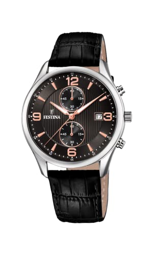 Festina Herren Uhr Timeless Chrono Leder Armband von Festina