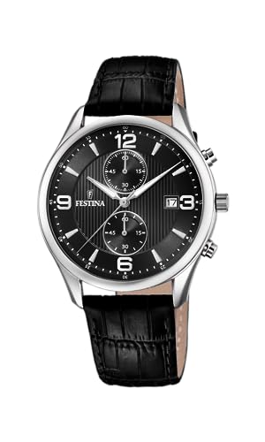 Festina Herren Chronograph Quarz Uhr mit Leder Armband F6855/8 von Festina