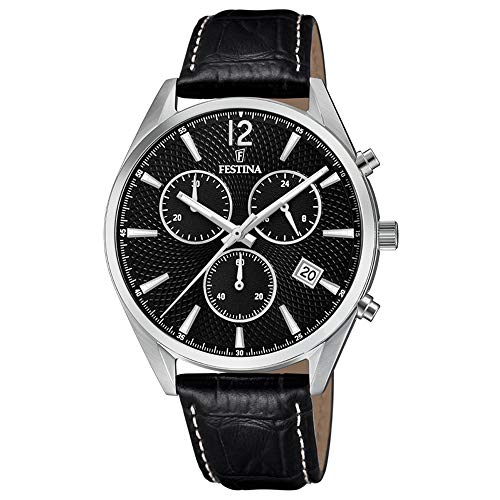 Festina Herren Chronograph Quarz Uhr mit Leder Armband F6860/8 von Festina