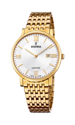 Festina Uhr Für Herren F20020/1 Swiss Made Gold Edelstahl Case GoldEdelstahl Band von Festina